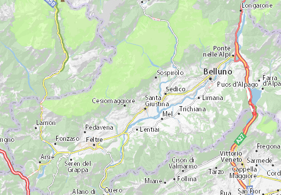 Mapa San Gregorio nelle Alpi