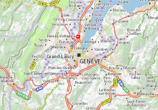 geneve sur la carte de france Carte détaillée Genève   plan Genève   ViaMichelin