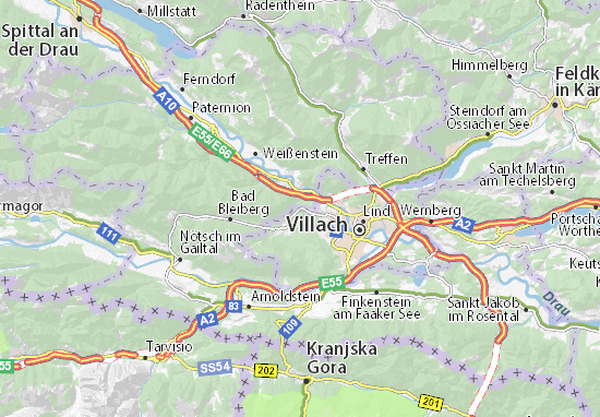 Mapa Mittewald ob Villach