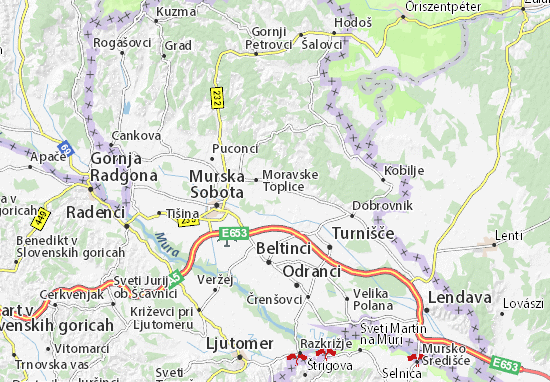 Mapa Moravske Toplice