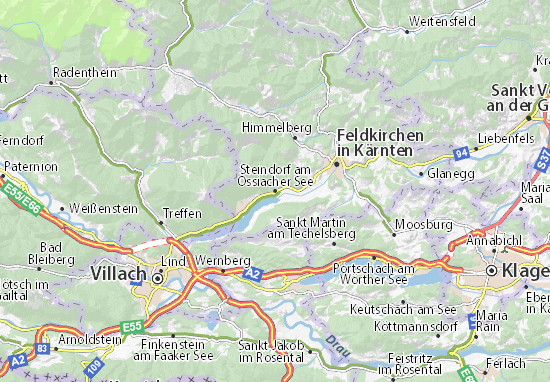Karte Stadtplan Steindorf am Ossiacher See