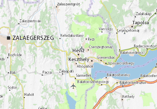 MICHELIN-Landkarte Hévíz - Stadtplan Hévíz - ViaMichelin
