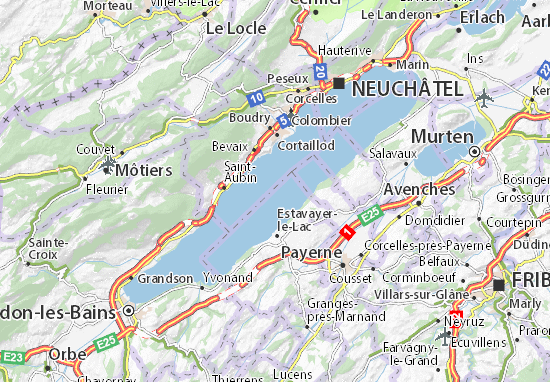 Mapa Lac de Neuchâtel