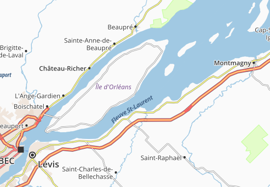 Kaart Plattegrond L&#x27;Île-d&#x27;Orléans