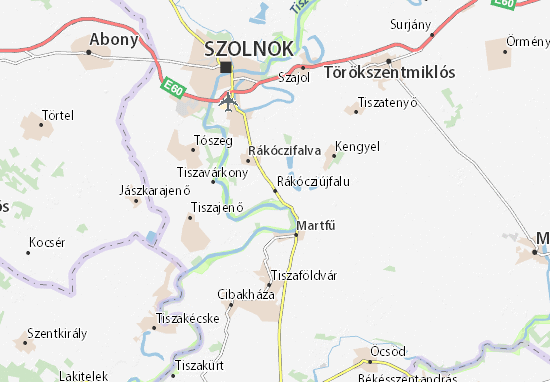 Karte Stadtplan Rákócziújfalu