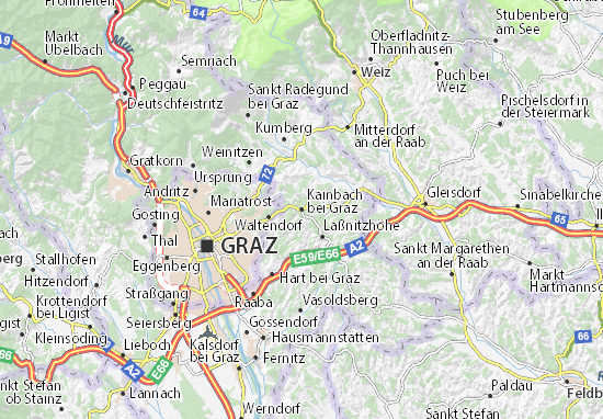 Mapa Kainbach bei Graz