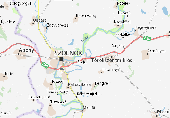 Karte Stadtplan Szajol