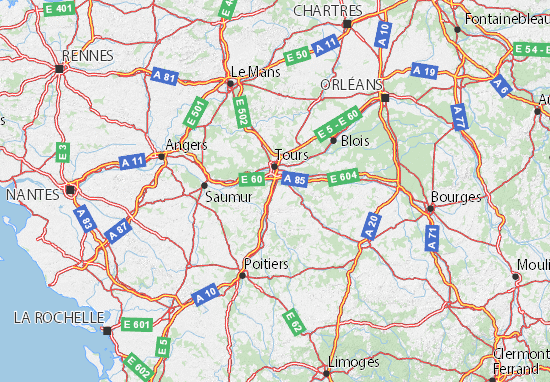 carte routiere de l indre et loire Carte détaillée Indre et Loire   plan Indre et Loire   ViaMichelin