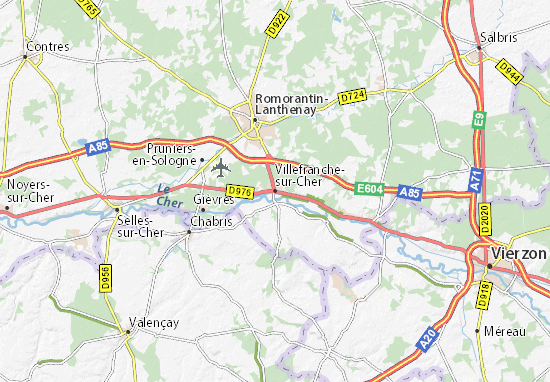 Karte Stadtplan Villefranche-sur-Cher