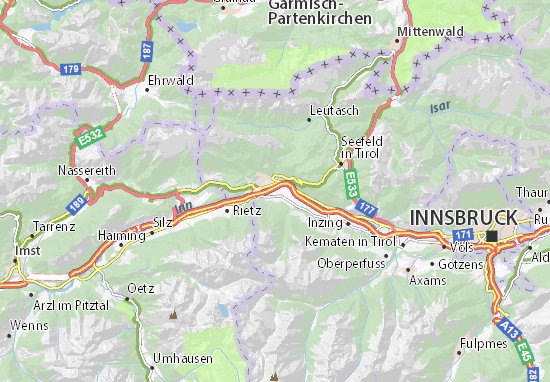 Kaart MICHELIN Oberhofen im Inntal - plattegrond Oberhofen im Inntal