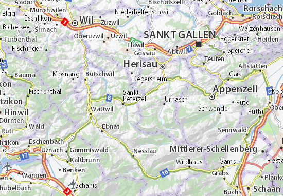 Mapa Wald bei Sankt Peterzell