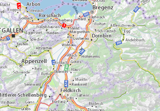 Michelin Landkarte Hohenems Stadtplan Hohenems Viamichelin
