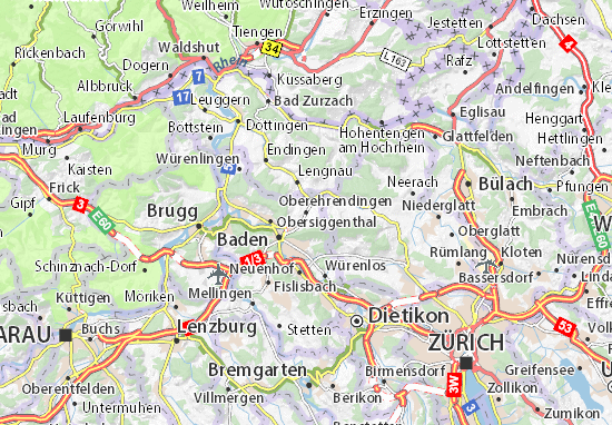 Karte Stadtplan Oberehrendingen