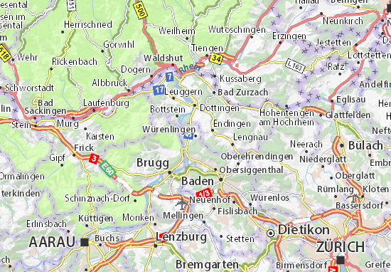 Karte Stadtplan Würenlingen