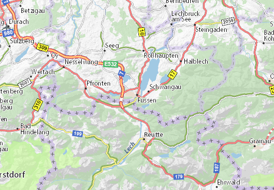 MICHELIN-Landkarte Füssen - Stadtplan Füssen - ViaMichelin