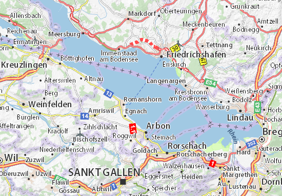 karte friedrichshafen bodensee Karte Stadtplan Bodensee Viamichelin karte friedrichshafen bodensee