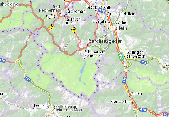 MICHELIN-Landkarte Schönau am Königssee - Stadtplan Schönau am