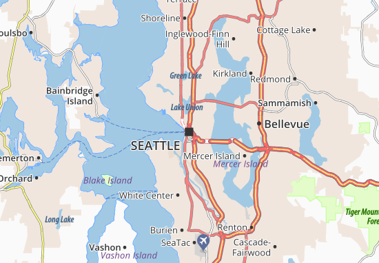 seattle carte Map of Seattle   Michelin Seattle map   ViaMichelin