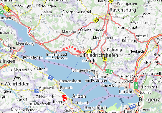 karte friedrichshafen bodensee Karte Stadtplan Friedrichshafen Viamichelin karte friedrichshafen bodensee