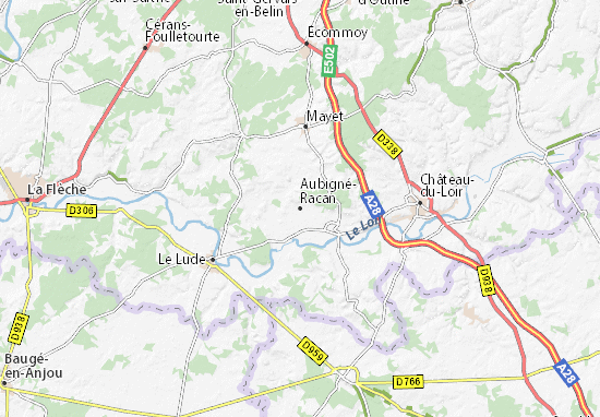 Karte Stadtplan Aubigné-Racan