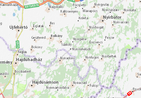Kaart Plattegrond Nyírmihálydi