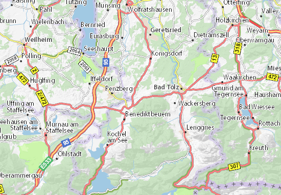 MICHELIN-Landkarte Bad Heilbrunn - Stadtplan Bad Heilbrunn - ViaMichelin