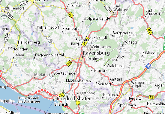 Kaart MICHELIN Ravensburg - Ravensburg -
