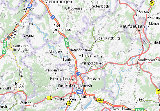 Karte Stadtplan Haldenwang
