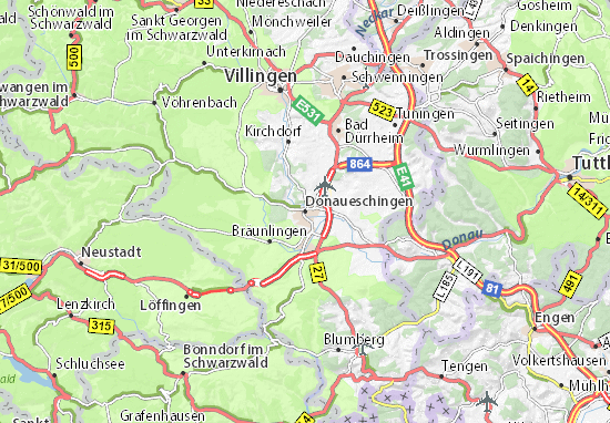 MICHELIN-Landkarte Donaueschingen - Stadtplan Donaueschingen - ViaMichelin