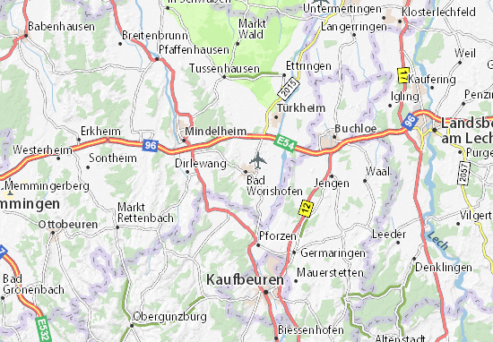 landkarte bad wörishofen Karte Stadtplan Bad Worishofen Viamichelin landkarte bad wörishofen