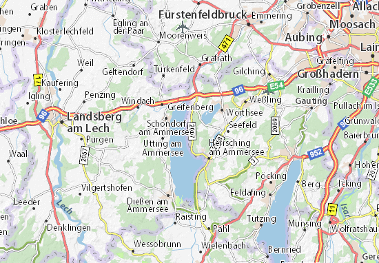 Mapa Breitbrunn am Ammersee