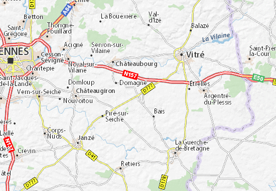 MICHELIN Louvigné-de-Bais map - ViaMichelin