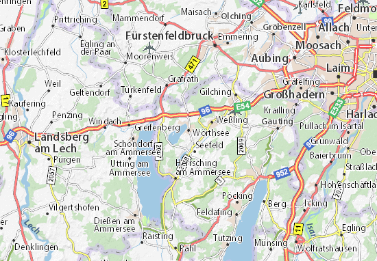 MICHELIN-Landkarte Wörthsee - Stadtplan Wörthsee - ViaMichelin