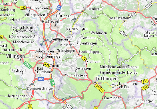 Karte, Stadtplan Spaichingen - ViaMichelin