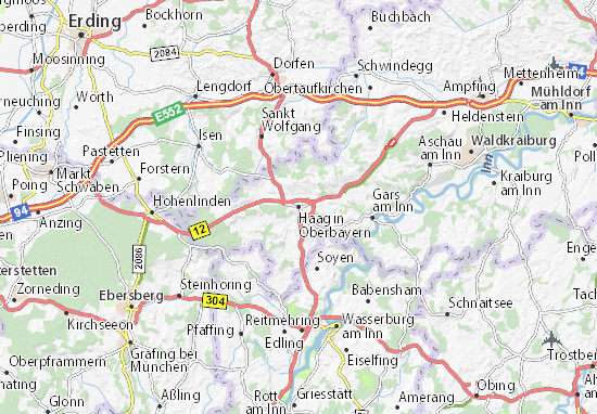 Karte Stadtplan Haag in Oberbayern