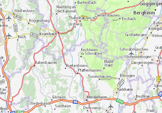 Karte Stadtplan Kirchheim in Schwaben