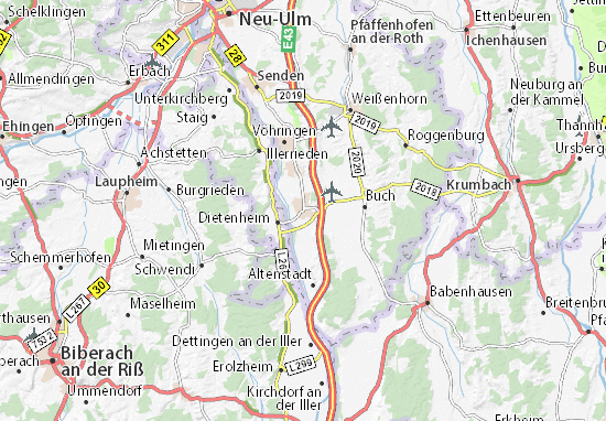 Karte, Stadtplan Illertissen - ViaMichelin