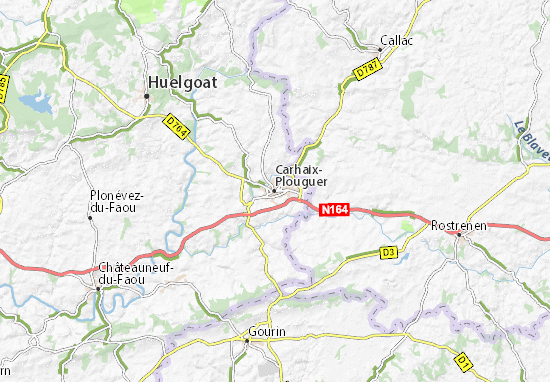 Mapa Carhaix-Plouguer