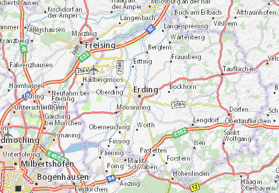 MICHELIN-Landkarte Erding - Stadtplan Erding - ViaMichelin