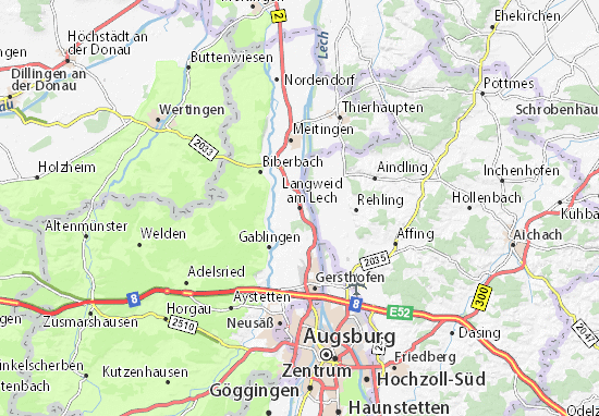 Karte Stadtplan Langweid am Lech