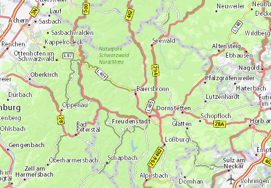 Karte, Stadtplan Baiersbronn - ViaMichelin