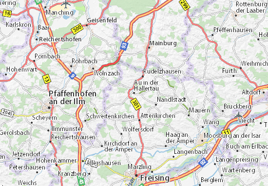 Karte Stadtplan Au in der Hallertau