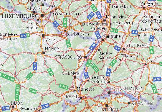 plan et carte routiere Carte détaillée Bas Rhin   plan Bas Rhin   ViaMichelin