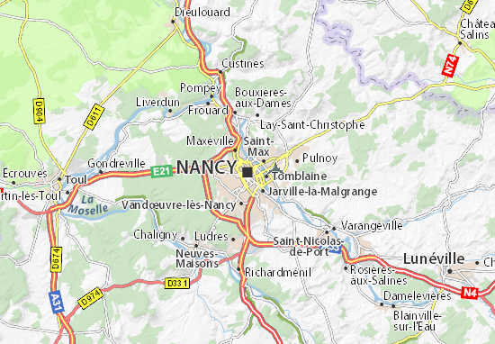 carte routiere nancy Carte détaillée Nancy   plan Nancy   ViaMichelin