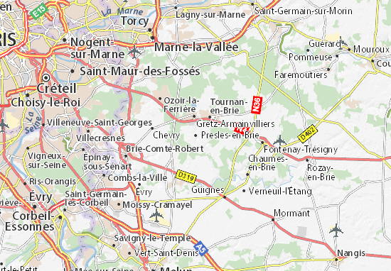 Karte Stadtplan Presles-en-Brie