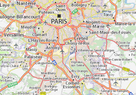 carte paris orly Detailed map of Orly   Orly map   ViaMichelin