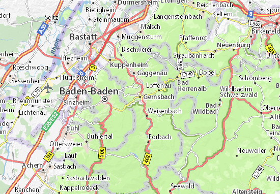 Karte Stadtplan Gernsbach