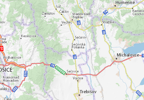 Kaart Plattegrond Sečovská Polianka