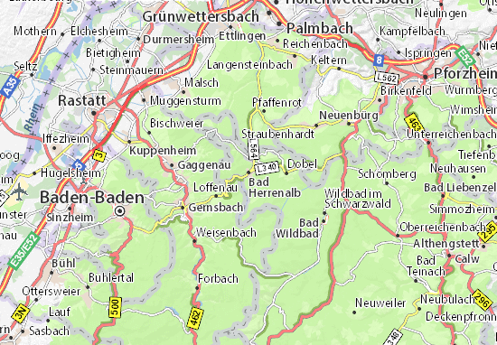 MICHELIN-Landkarte Bad Herrenalb - Stadtplan Bad Herrenalb - ViaMichelin