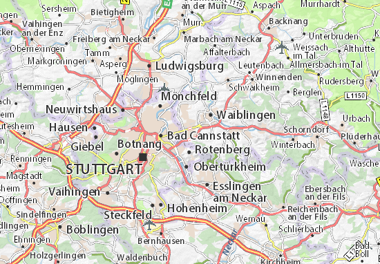 Karte, Stadtplan Fellbach - ViaMichelin